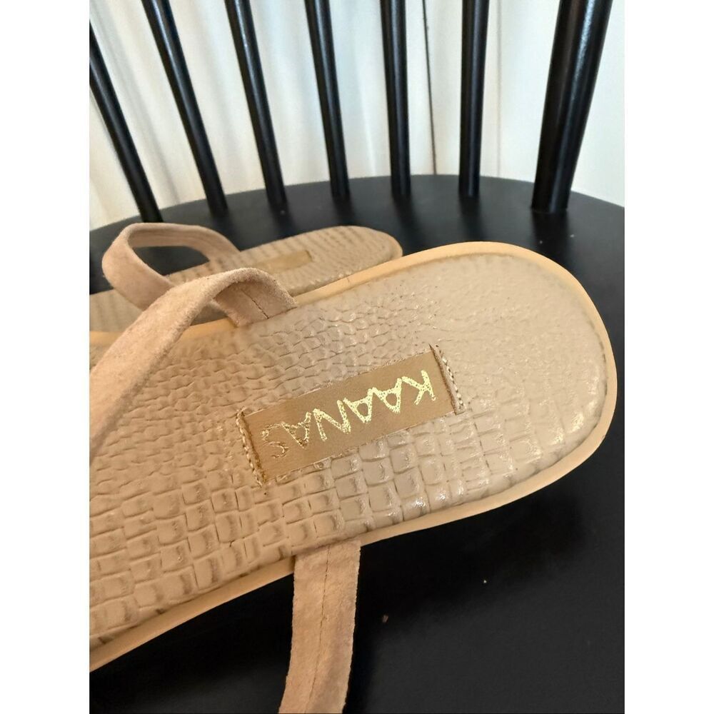 Kaanas Beige Double-Strap Suede Slide Sandals - Picture 7 of 8